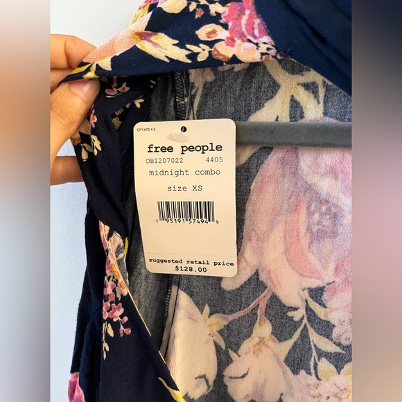 NWT Free People Tunic Open-back Floral Navy Mini Dress - XS - Picture 11 of 15